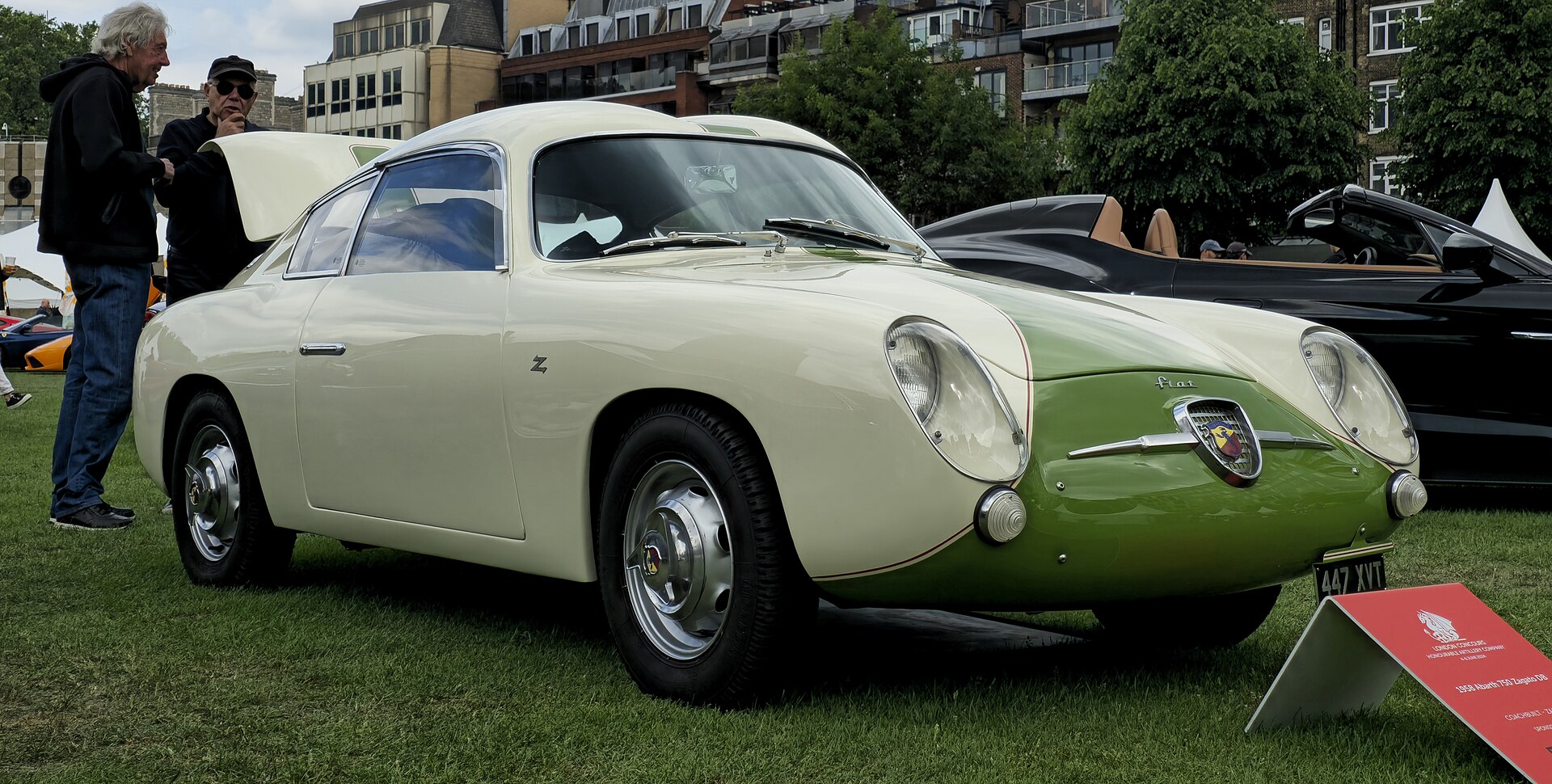 1958 Abarth 750 Zagato Double Bubble coupé displayed at the London Concours.